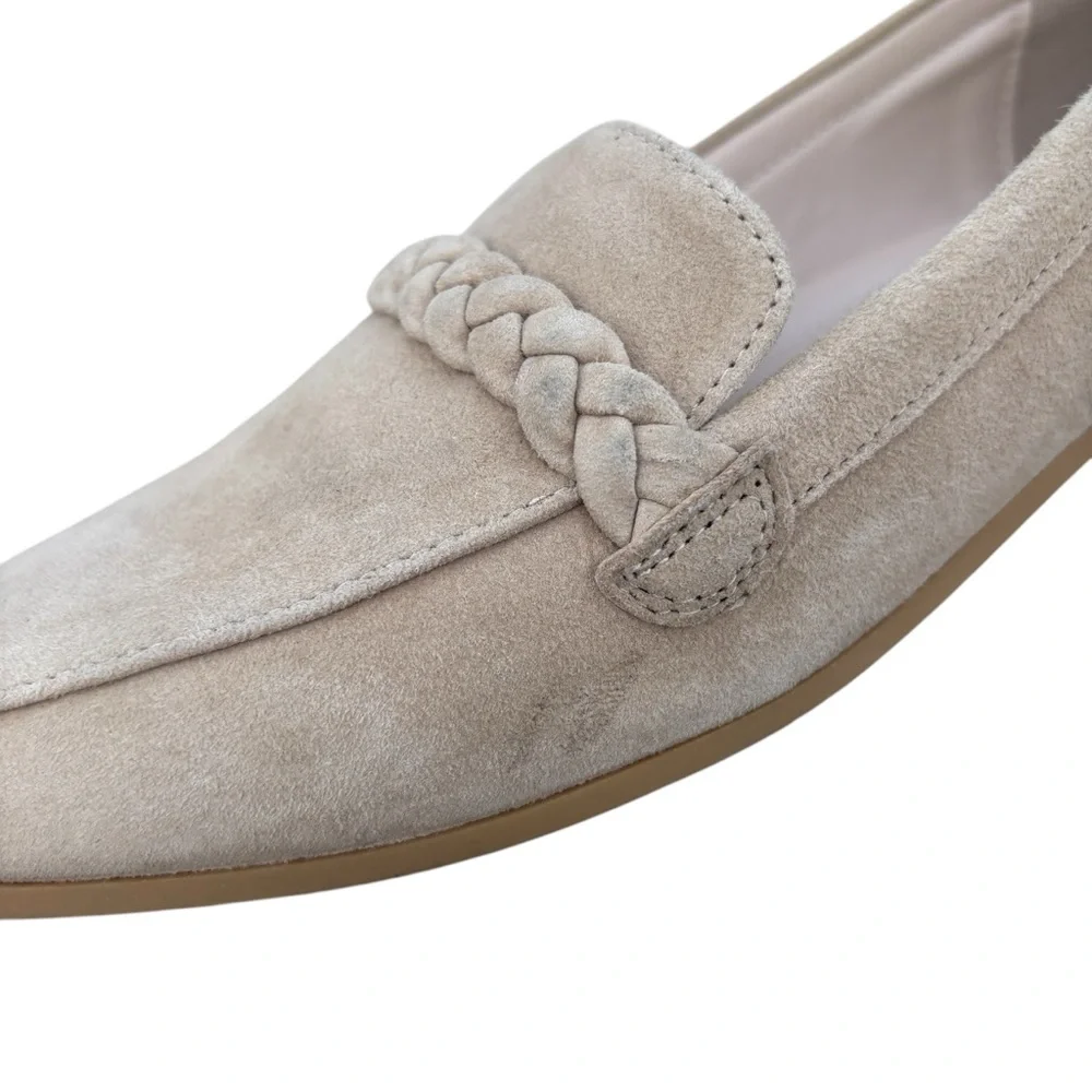 Joie Beige Tan Suede Leather Braided Flat Loafer 9